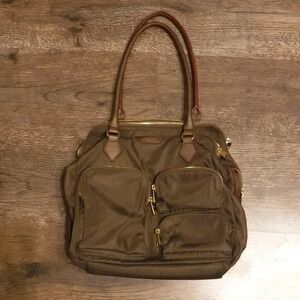 MZ Wallace New York Brown Nylon Satchel Shoulder Bag Multi-Compartment Purse